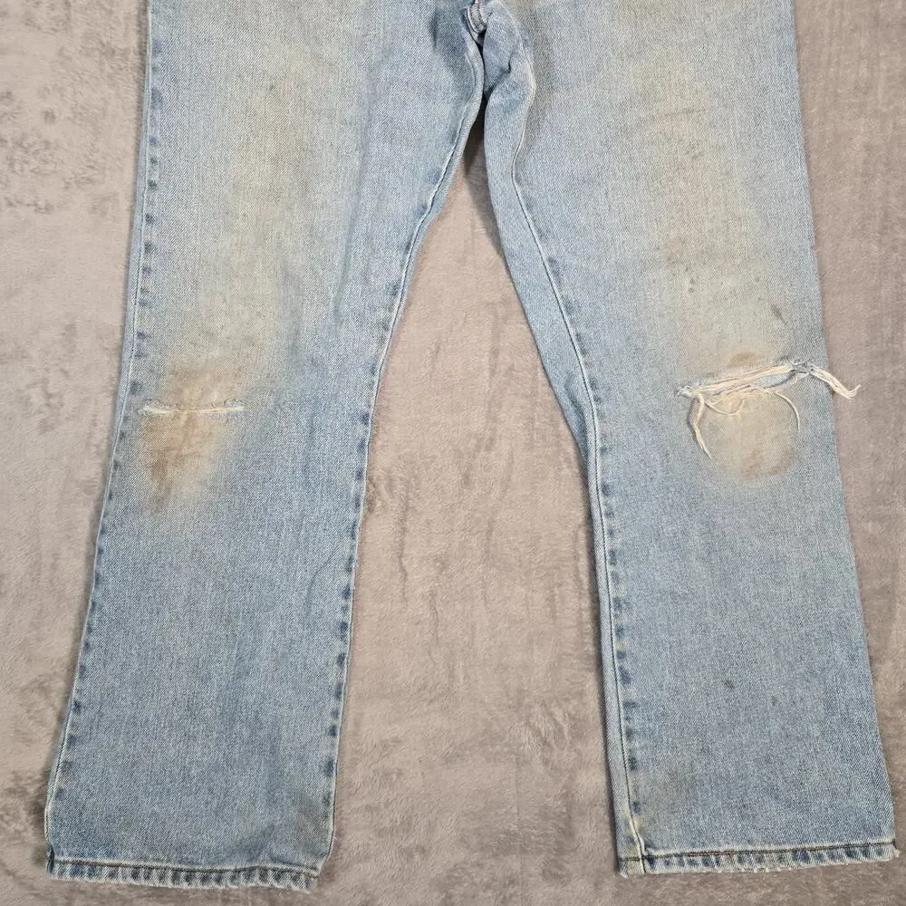 Y2K Levi’s 517 Jeans Mens 34x30 Light Wash Distressed Boot Cut Denim
